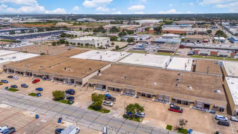 Exterior of the Garden Brook industrial buildings in Farmers Branch, Texas
