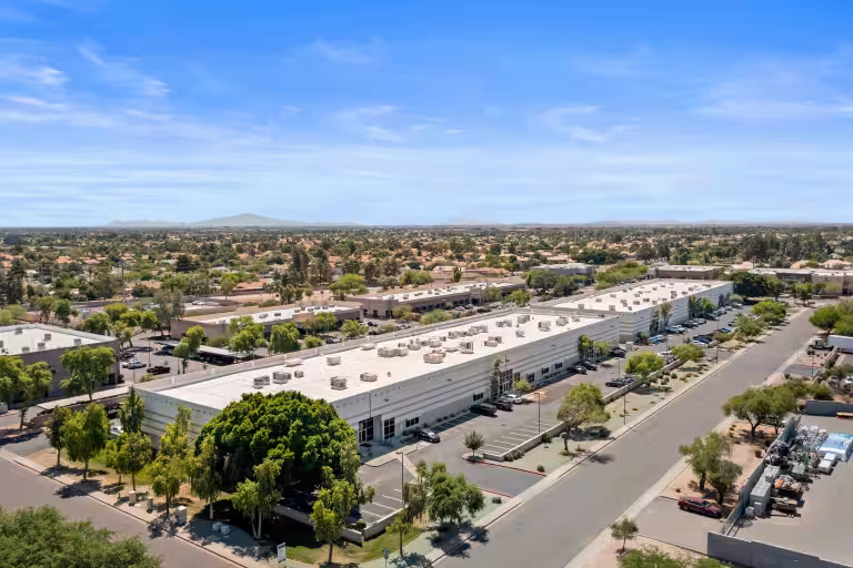 Aerial view of the Farmer Industrial Center complex and surrounding streets.
